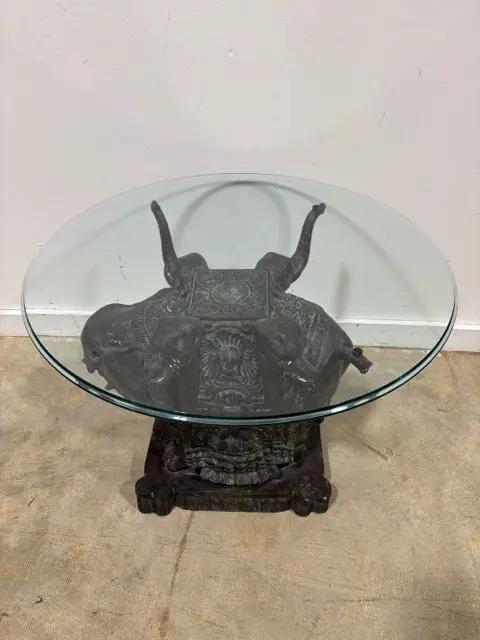 Maitland Smith Bronze Elephant Side Table Glass Top – Invio Fine ...
