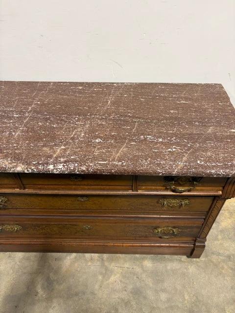 Antique Dresser With Marble Top And 4 Drawers AS IS – Invio Fine Furniture Consignment