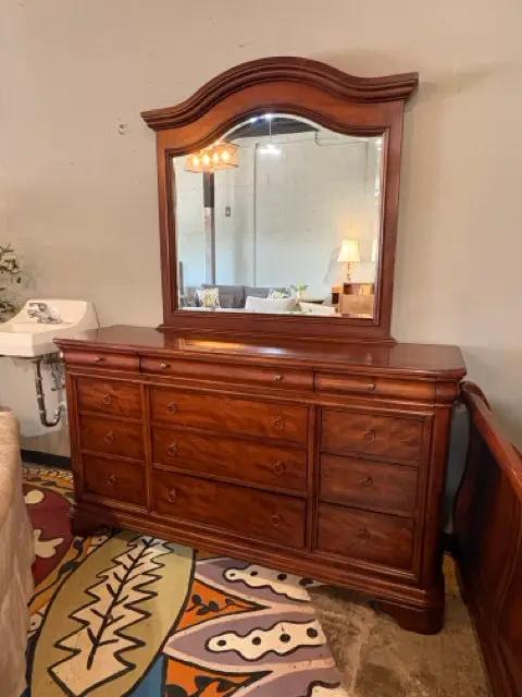 dresser with mirror brown Signature Design by Ashley Alisdair Reddish Brown Dresser and Mirror