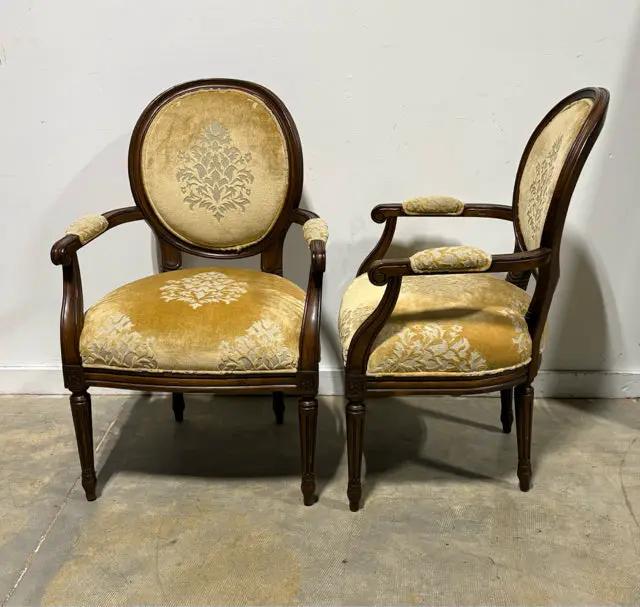 Pearson 2 Armed Gold Burnout Velvet Dining Chairs – Invio Fine ...