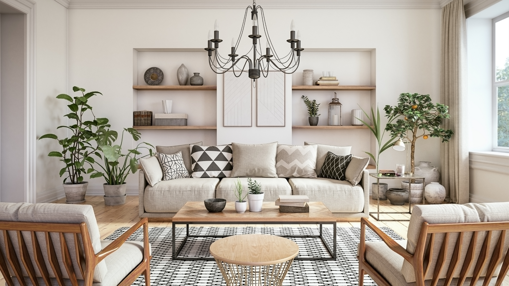 A living room of consigned designer furniture at Invio