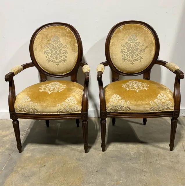 Pearson 2 Armed Gold Burnout Velvet Dining Chairs – Invio Fine ...